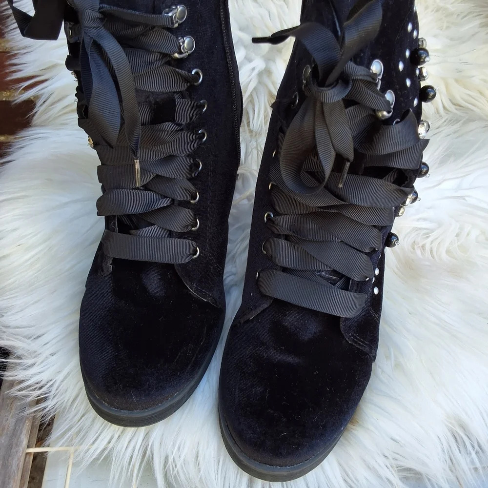 Madden Veera Velvet embellished Combat boots 9 - Picture 9 of 16